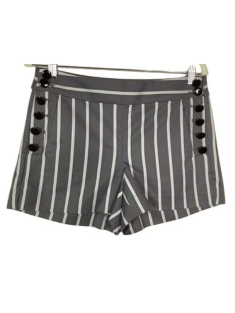 LOFT Riviera Striped Shorts Gray White Size 2 Side Zip Cotton Blend Summer